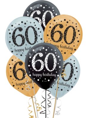 60th Birthday Balloons 15ct - Sparkling Celebration - Party City