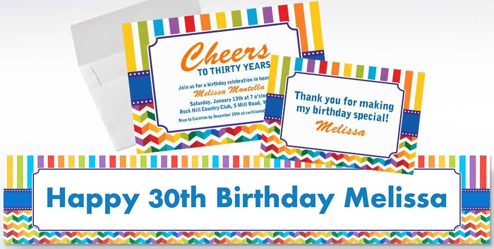 Custom Birthday Bright Invitations & Thank You Notes Party City
