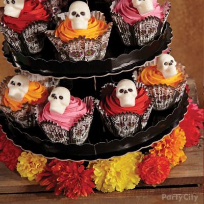 Day of the Dead Skull Cupcake Tower How To Party City