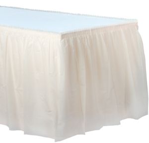 Vanilla Cream Plastic Table Skirt 168in x 29in - Party City