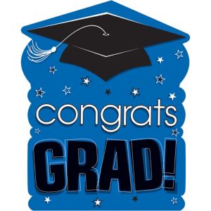 Congrats Grad Royal Blue Graduation Cutout 14in - Party City