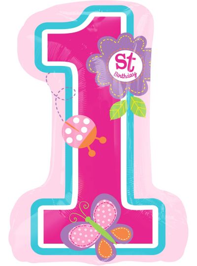 Giant Sweet Girl 1st Birthday Balloon 19in x 28in - Party City