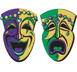 Glitter Comedy & Tragedy Mask Mardi Gras Cutouts 2ct - Party City