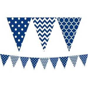 Royal Blue Patterned Pennant Banner 12ft - Party City