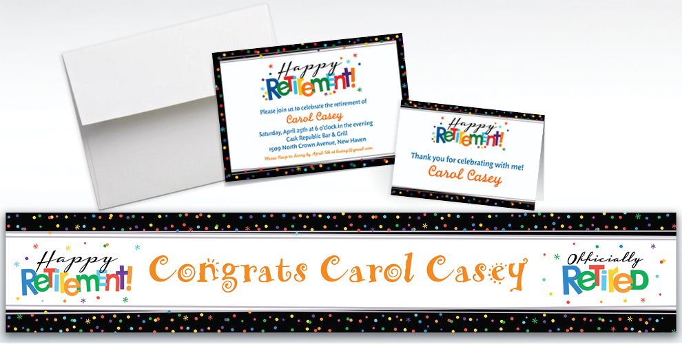 Custom Happy Retirement Celebration Invitations &amp; Thank You Notes