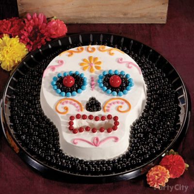 Day Of The Dead Candy Sugar Skull Cake How To Party City